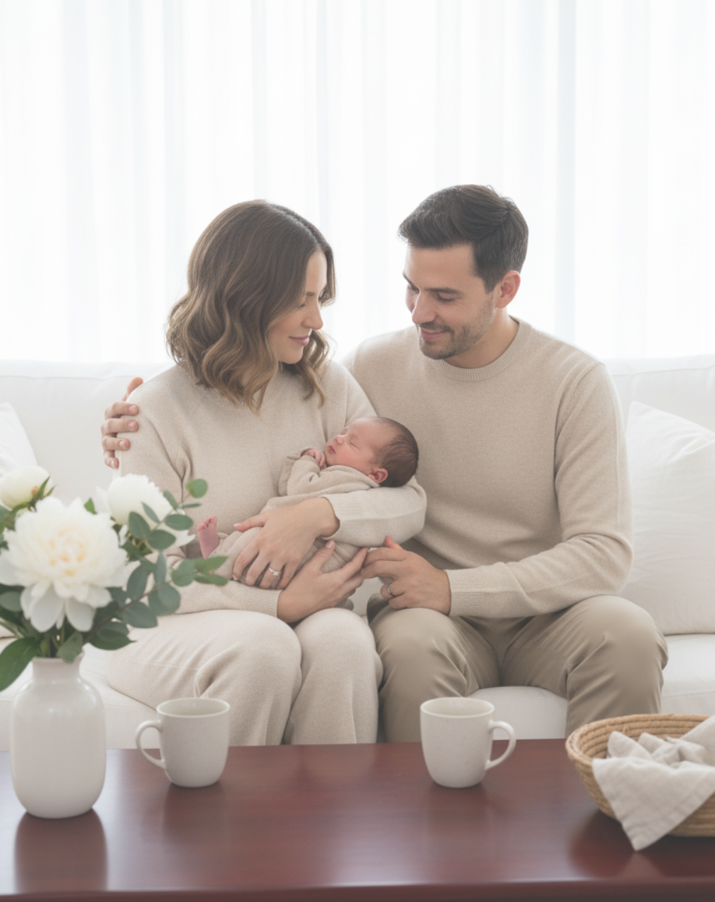 A Fourth Trimester Guide Surviving Thriving Postpartum 3 A Fourth Trimester Guide Surviving Thriving Postpartum with a mom holding a baby next to her husband